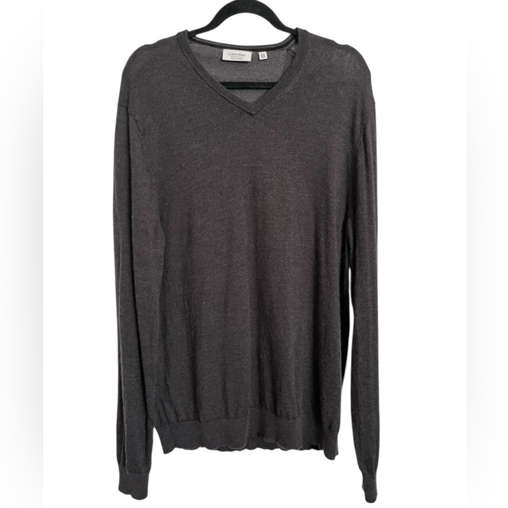 Calvin Klein Men’s XL Charcoal Extra Fine Merino Wool Sweater